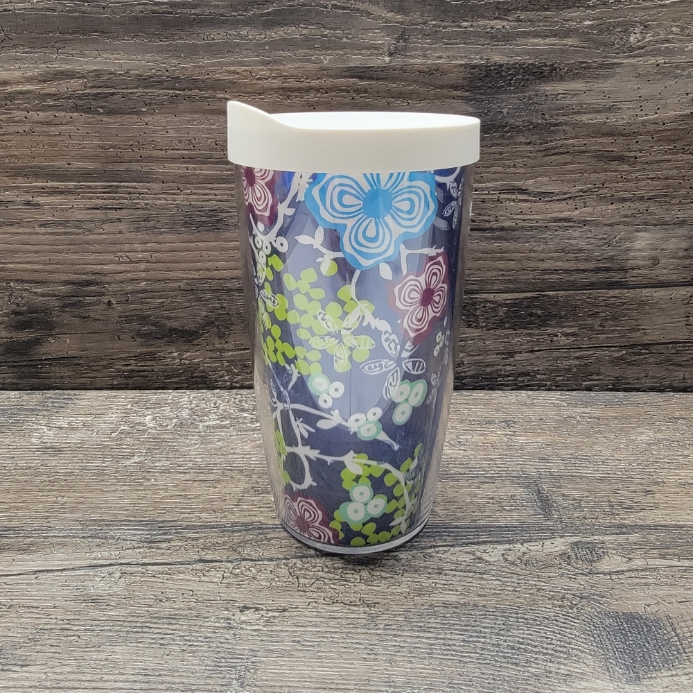 Tervis Tumbler White Castle 16 Oz Floral Print White Lid Insulated